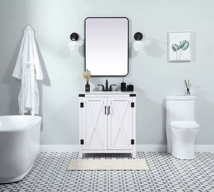 30 Inch Single Bathroom Vanity In White - View 2 - Joshua Marshal