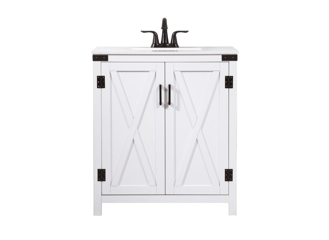 30 Inch Single Bathroom Vanity In White - View 3 - Joshua Marshal