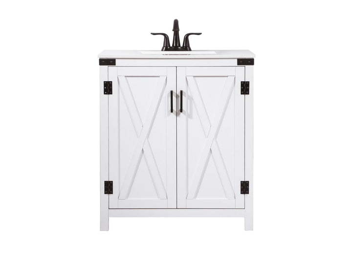 30 Inch Single Bathroom Vanity In White - View 3 - Joshua Marshal