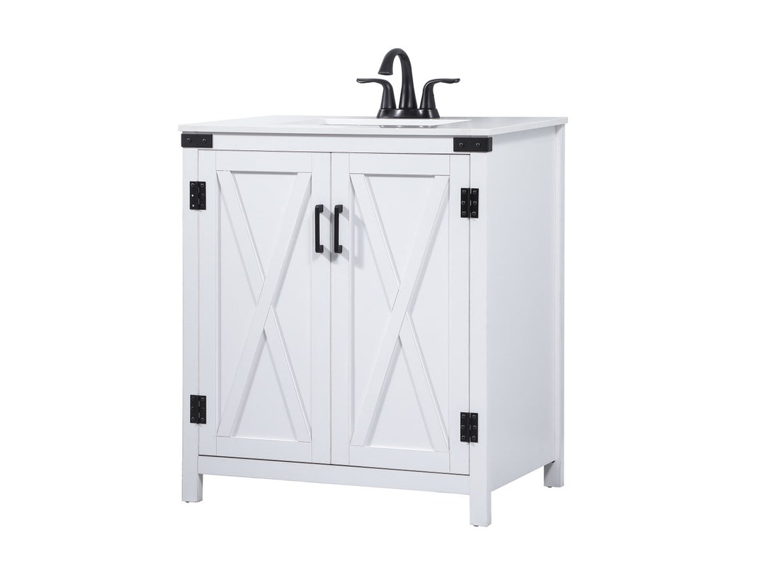 30 Inch Single Bathroom Vanity In White - View 4 - Joshua Marshal