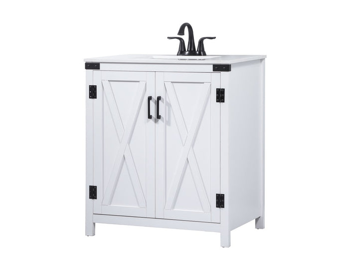 30 Inch Single Bathroom Vanity In White - View 4 - Joshua Marshal