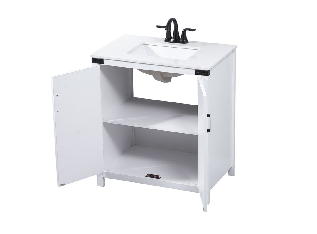 30 Inch Single Bathroom Vanity In White - View 5 - Joshua Marshal