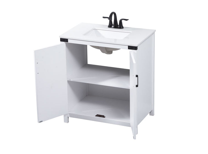 30 Inch Single Bathroom Vanity In White - View 5 - Joshua Marshal