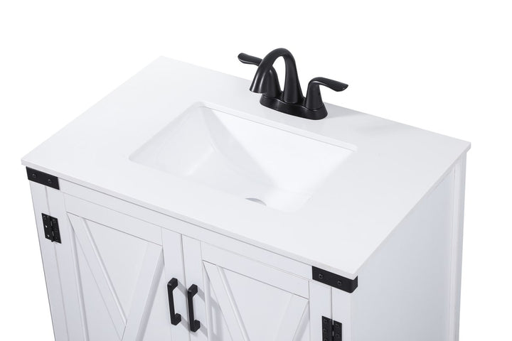 30 Inch Single Bathroom Vanity In White - View 6 - Joshua Marshal