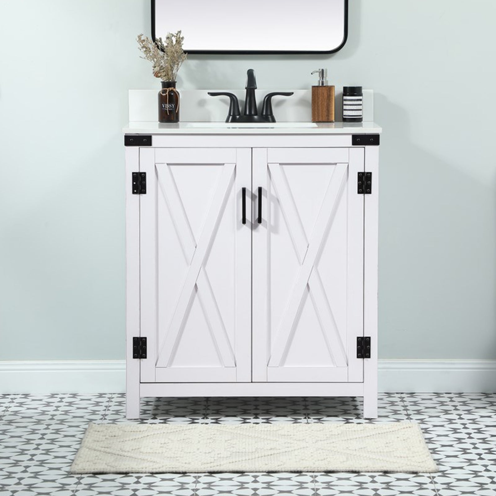30 Inch Single Bathroom Vanity In White With Backsplash White Finish - KITCHEN & BATH by Joshua Marshal