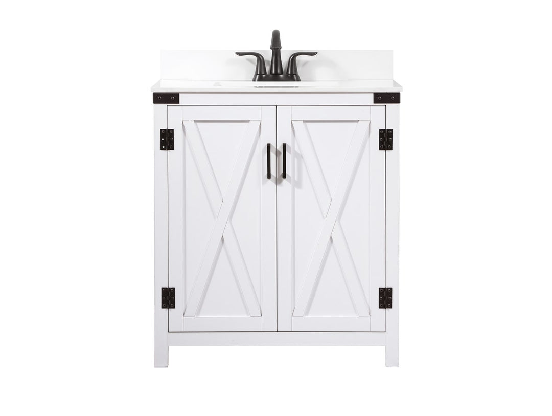 30 Inch Single Bathroom Vanity In White With Backsplash - View 3 - Joshua Marshal