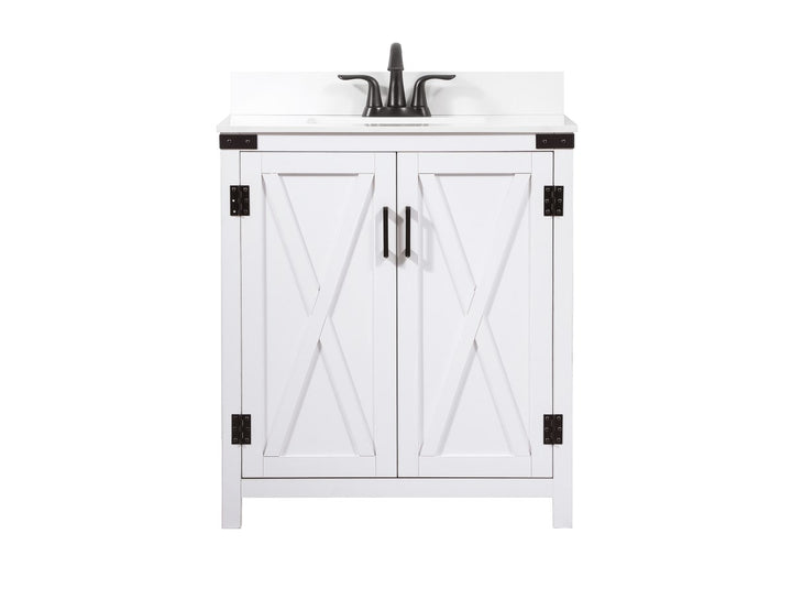30 Inch Single Bathroom Vanity In White With Backsplash - View 3 - Joshua Marshal