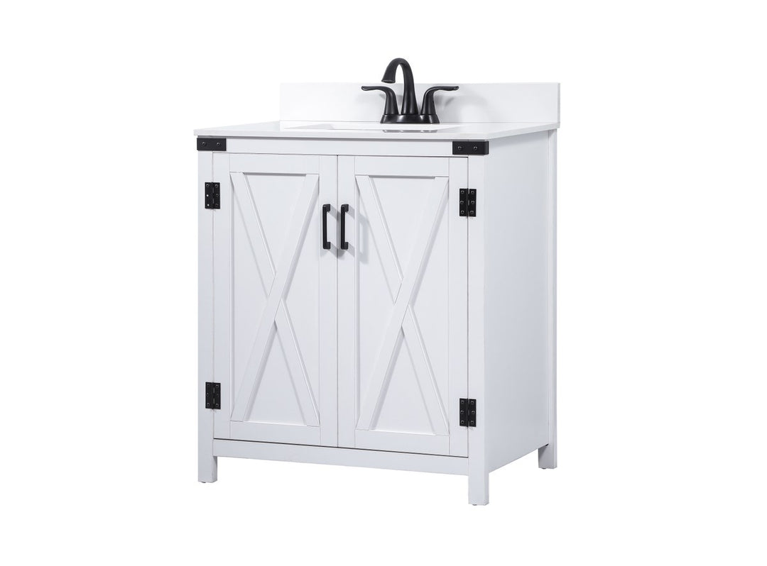 30 Inch Single Bathroom Vanity In White With Backsplash - View 4 - Joshua Marshal