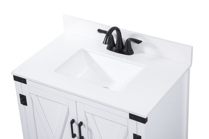 30 Inch Single Bathroom Vanity In White With Backsplash - View 6 - Joshua Marshal