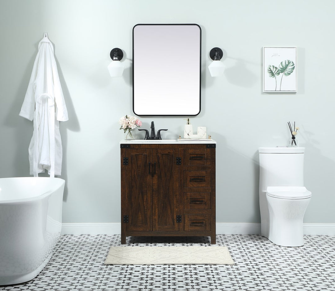 32 Inch Single Bathroom Vanity In Expresso - View 2 - Joshua Marshal