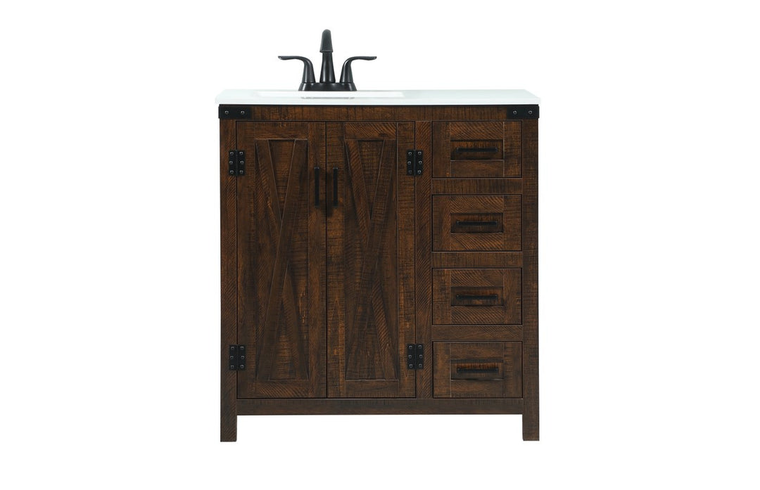 32 Inch Single Bathroom Vanity In Expresso - View 3 - Joshua Marshal