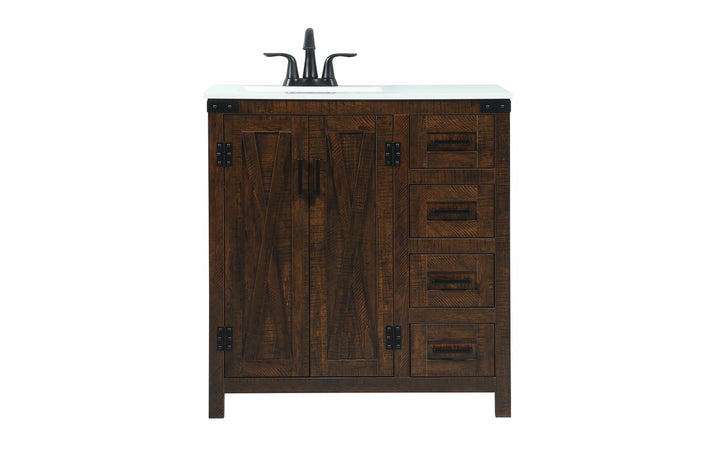 32 Inch Single Bathroom Vanity In Expresso - View 3 - Joshua Marshal