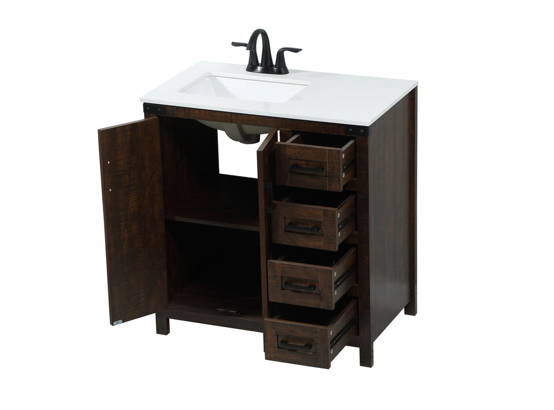 32 Inch Single Bathroom Vanity In Expresso - View 5 - Joshua Marshal