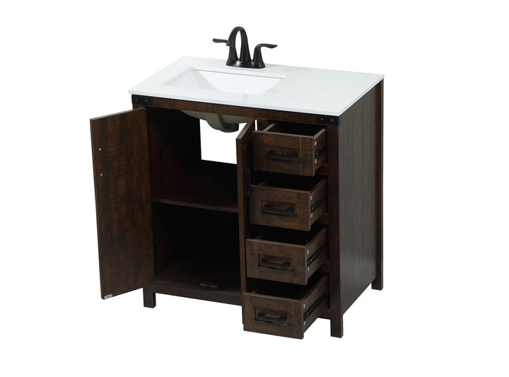 32 Inch Single Bathroom Vanity In Expresso - View 5 - Joshua Marshal