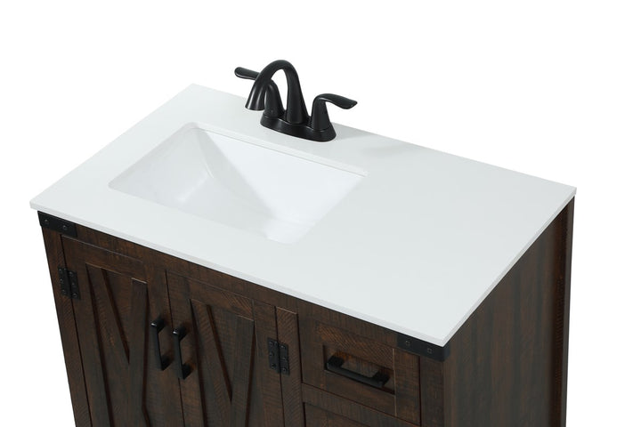32 Inch Single Bathroom Vanity In Expresso - View 6 - Joshua Marshal