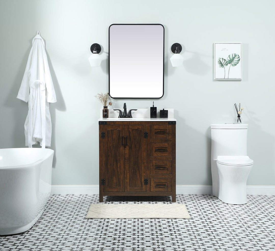 32 Inch Single Bathroom Vanity In Expresso With Backsplash - View 2 - Joshua Marshal