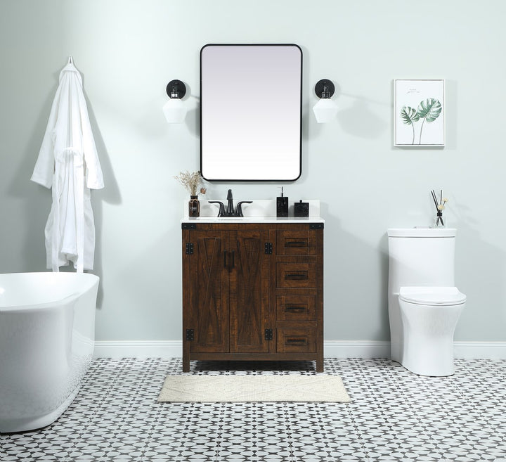 32 Inch Single Bathroom Vanity In Expresso With Backsplash - View 2 - Joshua Marshal