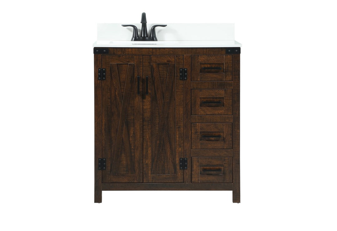 32 Inch Single Bathroom Vanity In Expresso With Backsplash - View 3 - Joshua Marshal