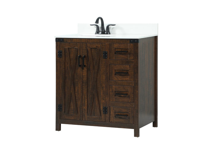32 Inch Single Bathroom Vanity In Expresso With Backsplash - View 4 - Joshua Marshal