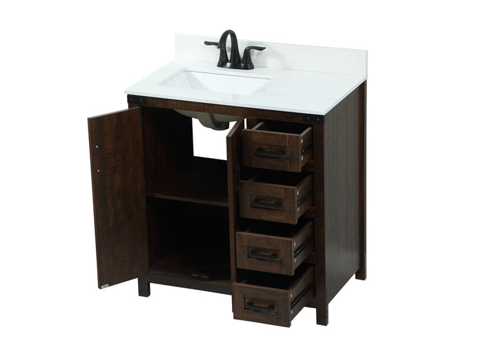 32 Inch Single Bathroom Vanity In Expresso With Backsplash - View 5 - Joshua Marshal