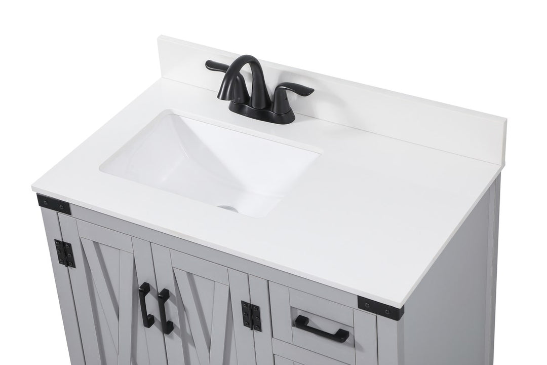32 Inch Single Bathroom Vanity In Grey With Backsplash - View 5 - Joshua Marshal
