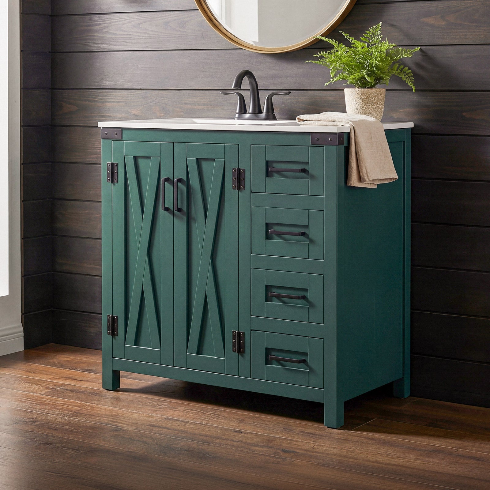 32 Inch Single Bathroom Vanity In Green Green Finish - KITCHEN & BATH by Joshua Marshal