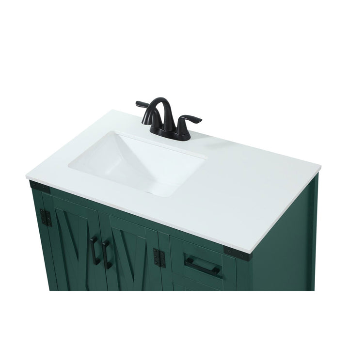 32 Inch Single Bathroom Vanity In Green - View 6 - Joshua Marshal