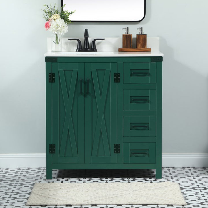 32 Inch Single Bathroom Vanity In Green With Backsplash Green Finish - KITCHEN & BATH by Joshua Marshal
