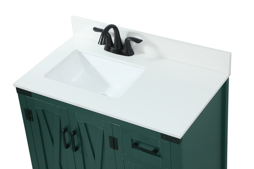 32 Inch Single Bathroom Vanity In Green With Backsplash - View 5 - Joshua Marshal