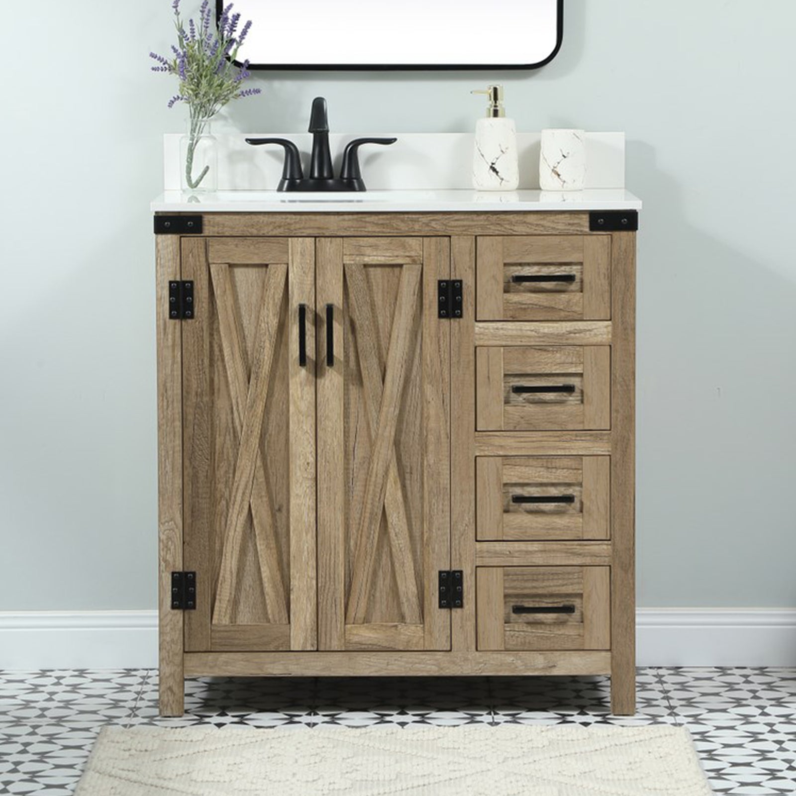 32 Inch Single Bathroom Vanity In Natural Oak With Backsplash Natural Oak Finish - KITCHEN & BATH by Joshua Marshal