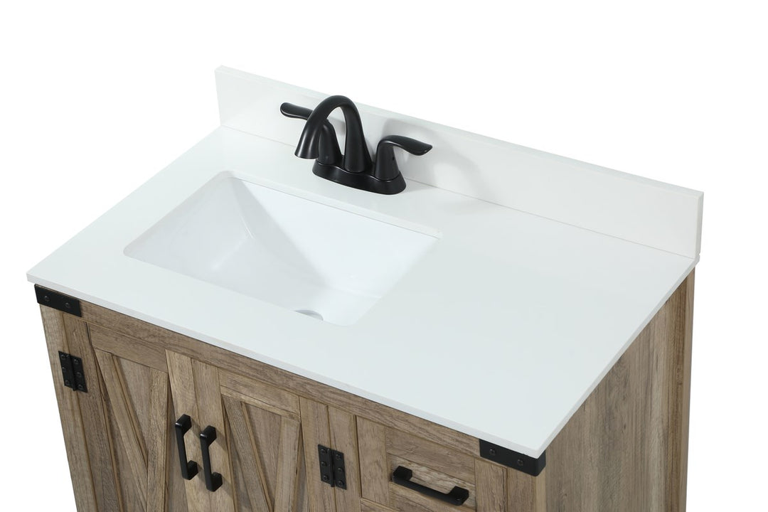 32 Inch Single Bathroom Vanity In Natural Oak With Backsplash - View 6 - Joshua Marshal