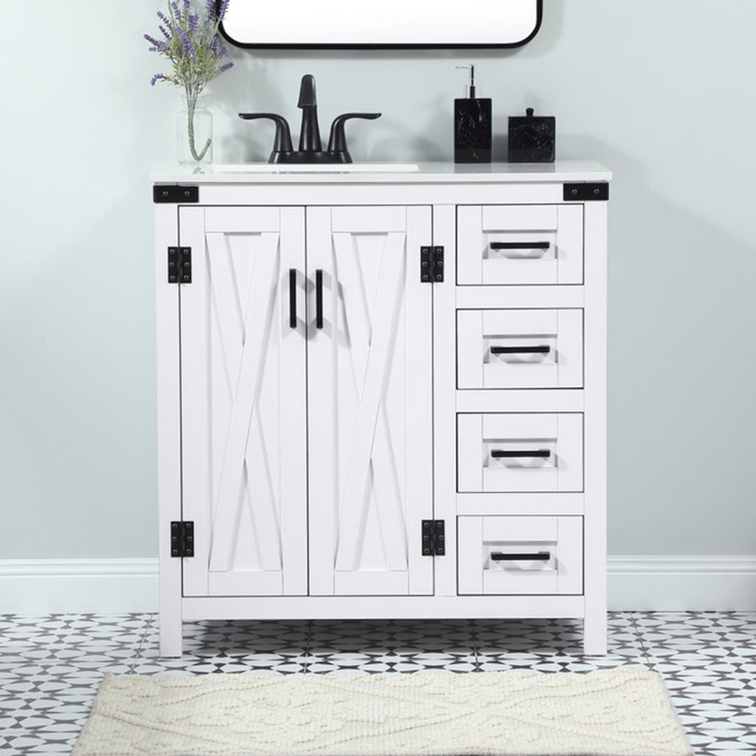 32 Inch Single Bathroom Vanity In White White Finish - KITCHEN & BATH by Joshua Marshal