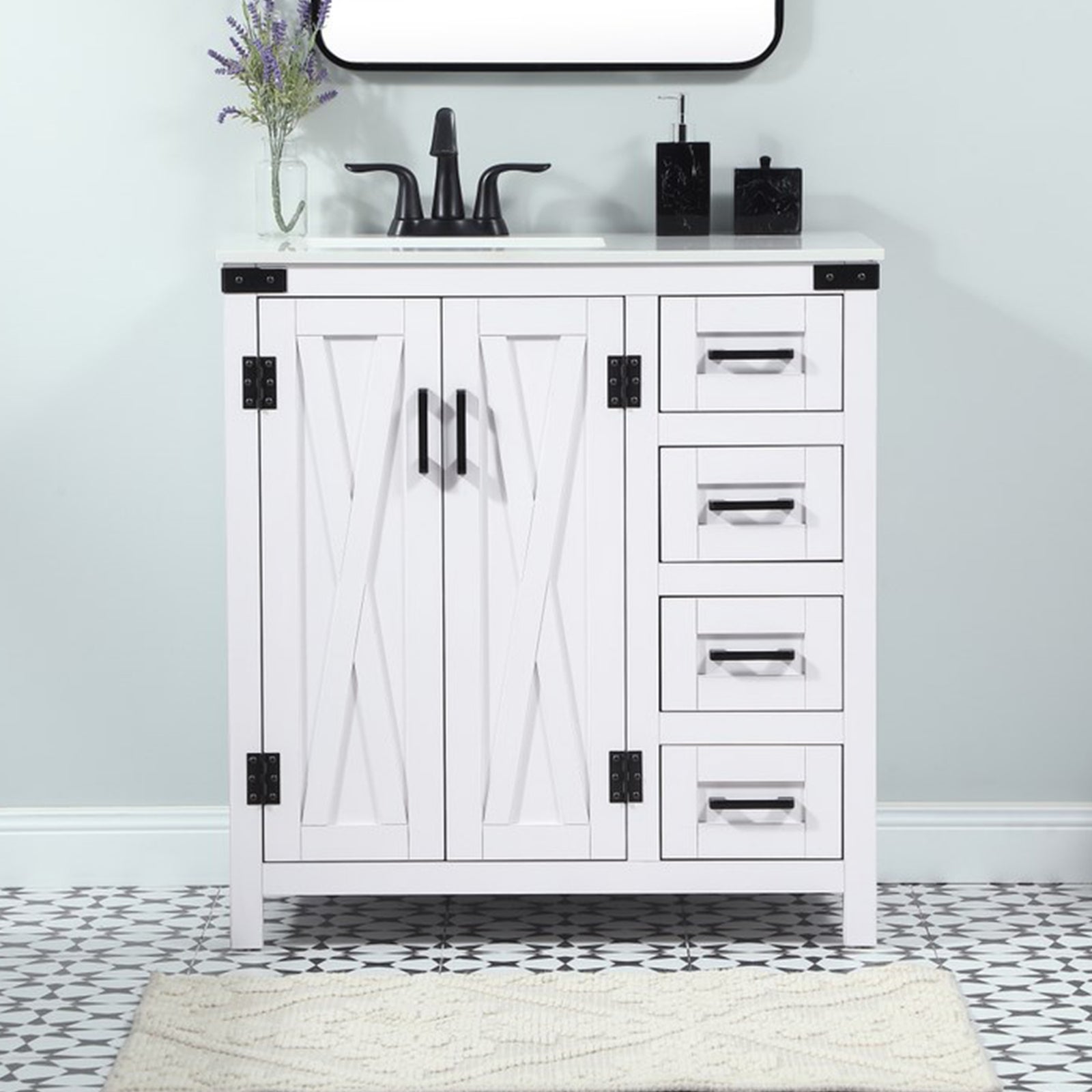 32 Inch Single Bathroom Vanity In White White Finish - KITCHEN & BATH by Joshua Marshal