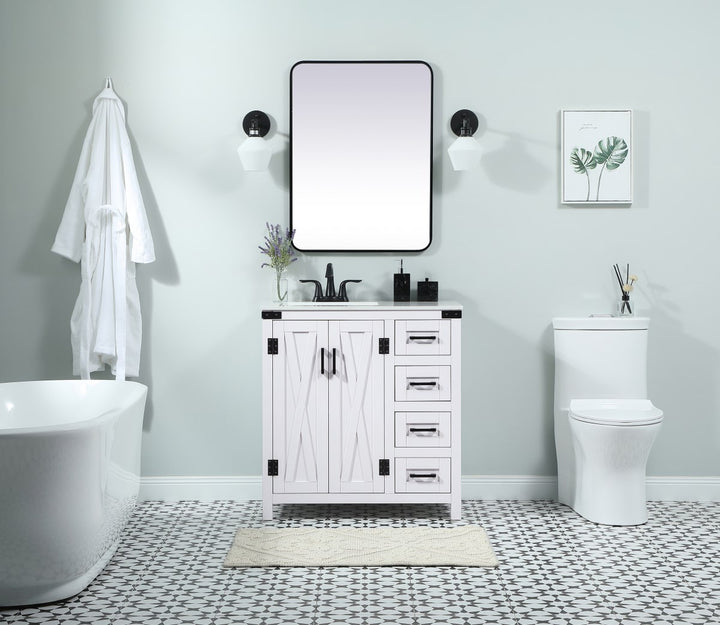 32 Inch Single Bathroom Vanity In White - View 2 - Joshua Marshal