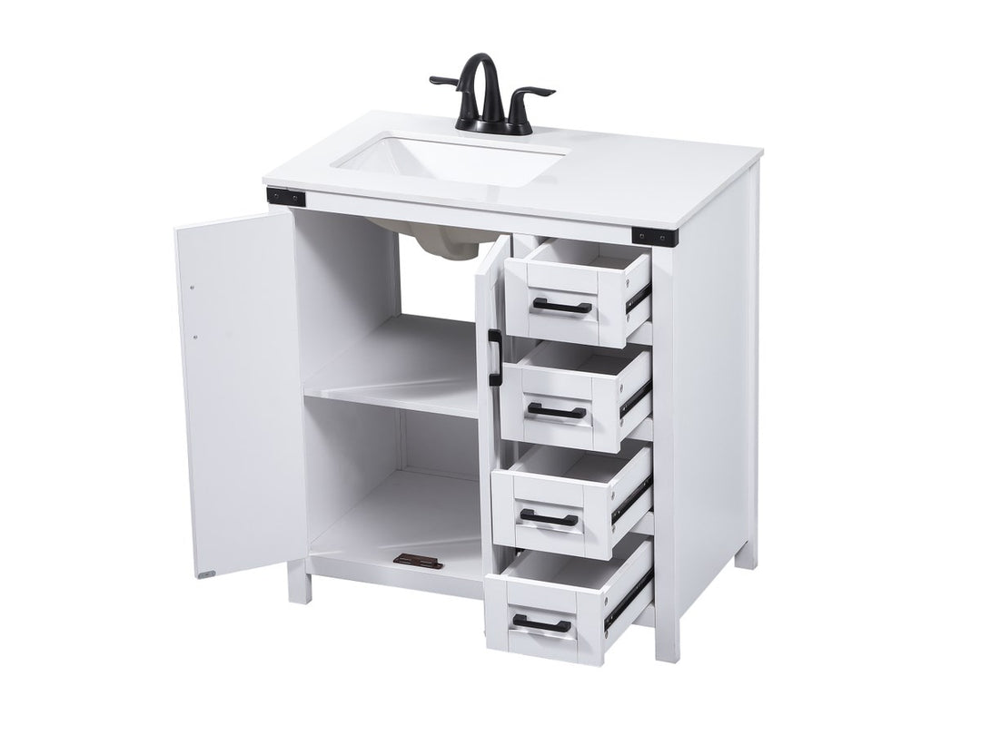 32 Inch Single Bathroom Vanity In White - View 4 - Joshua Marshal
