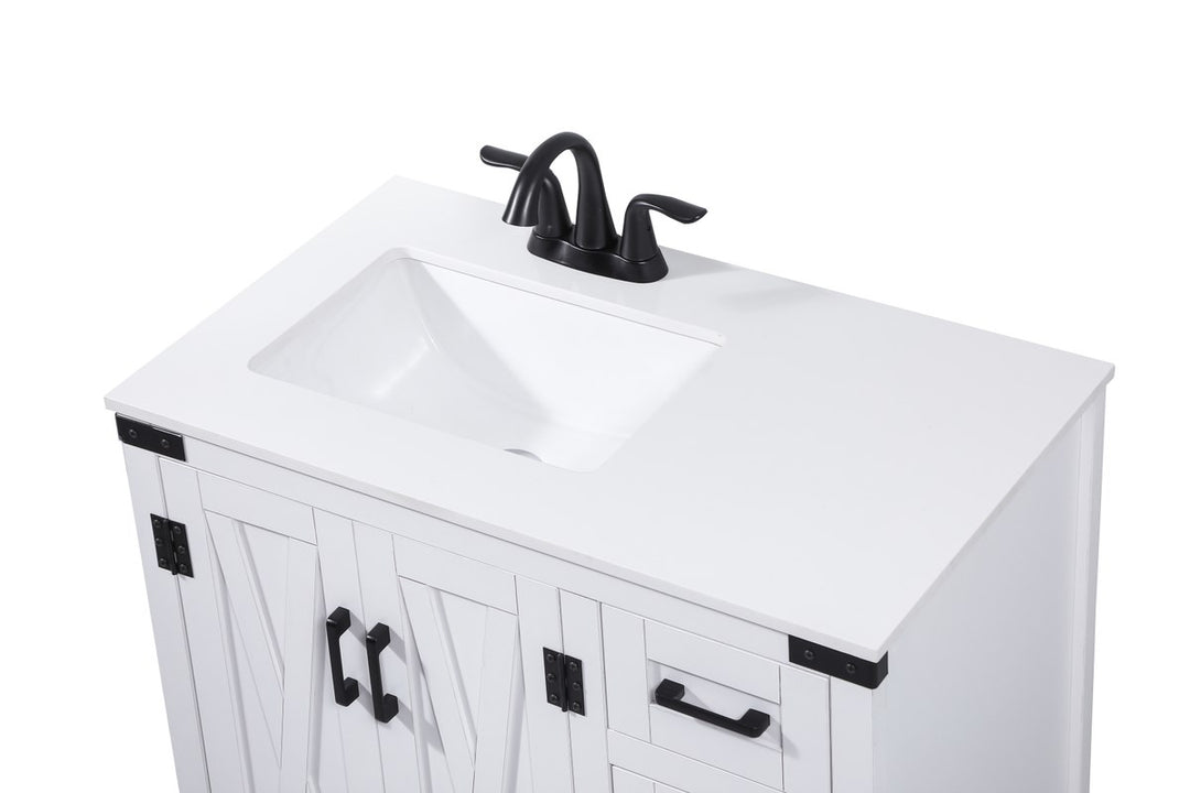 32 Inch Single Bathroom Vanity In White - View 5 - Joshua Marshal