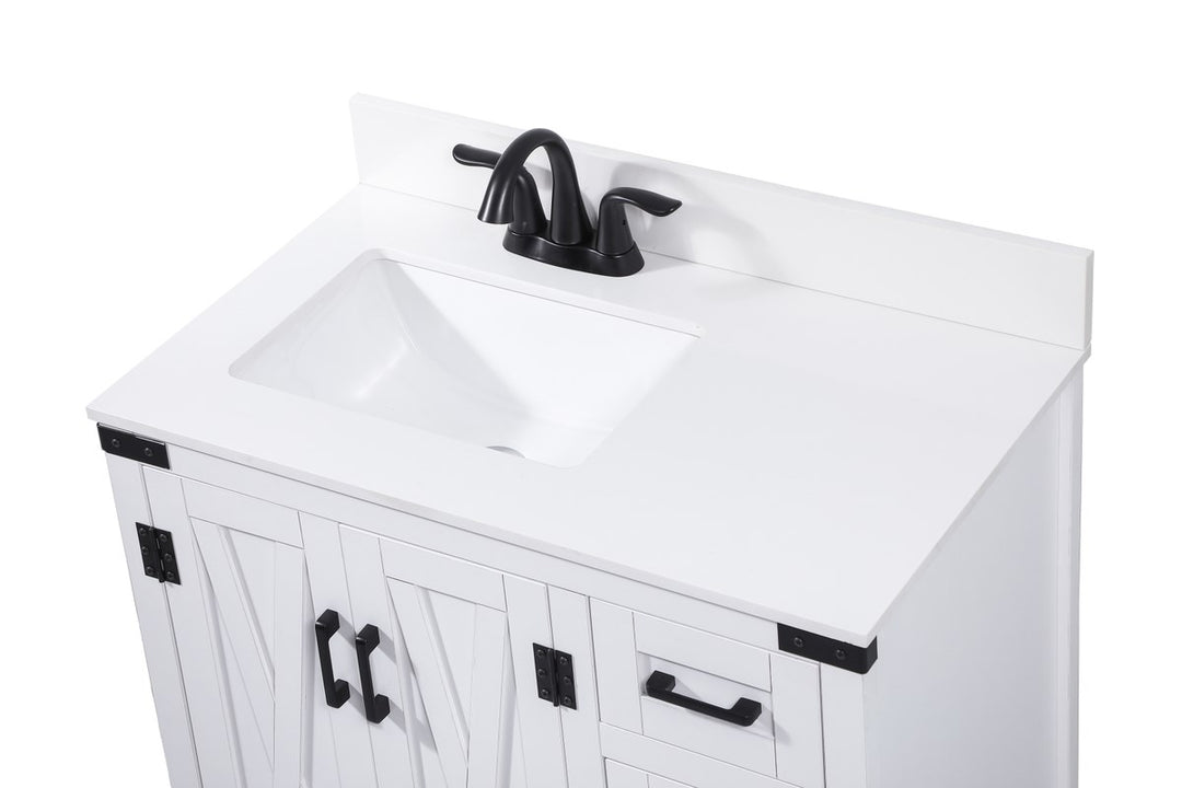 32 Inch Single Bathroom Vanity In White With Backsplash - View 5 - Joshua Marshal