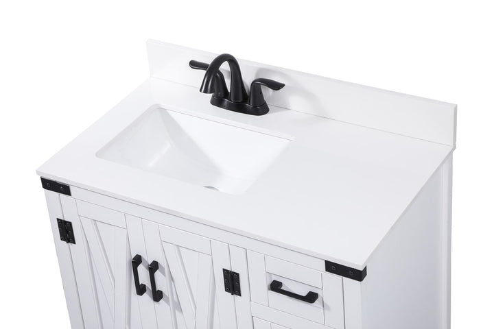 32 Inch Single Bathroom Vanity In White With Backsplash - View 5 - Joshua Marshal
