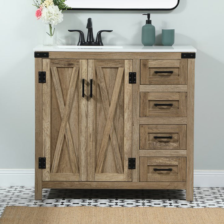 36 Inch Single Bathroom Vanity In Natural Oak Natural Oak Finish - KITCHEN & BATH by Joshua Marshal