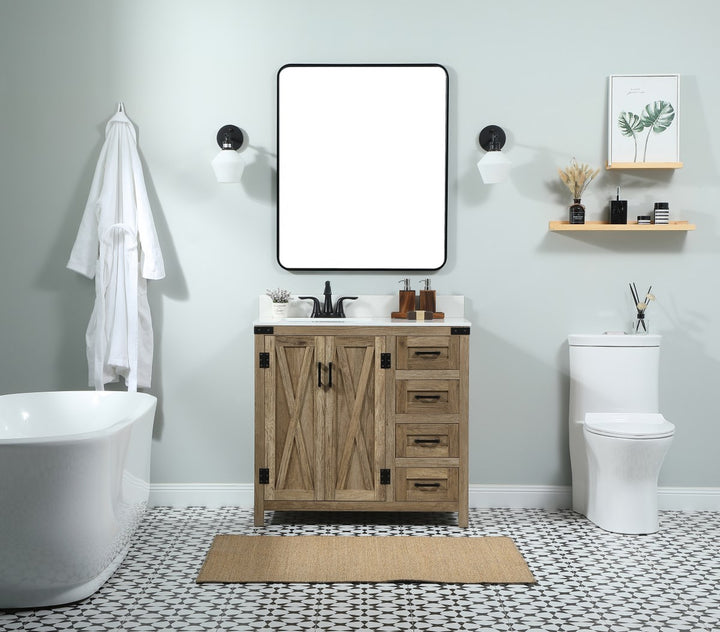 36 Inch Single Bathroom Vanity In Natural Oak - View 2 - Joshua Marshal