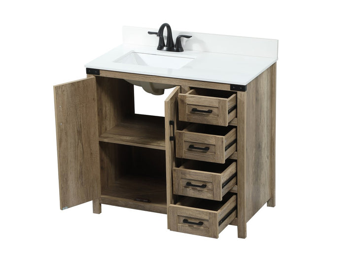 36 Inch Single Bathroom Vanity In Natural Oak - View 4 - Joshua Marshal