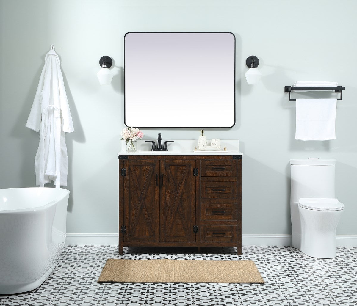 42 Inch Single Bathroom Vanity In Expresso With Backsplash - View 2 - Joshua Marshal