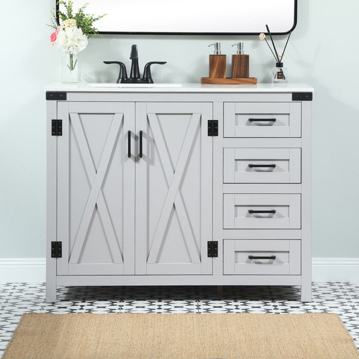 42 Inch Single Bathroom Vanity In Grey Grey Finish - KITCHEN & BATH by Joshua Marshal