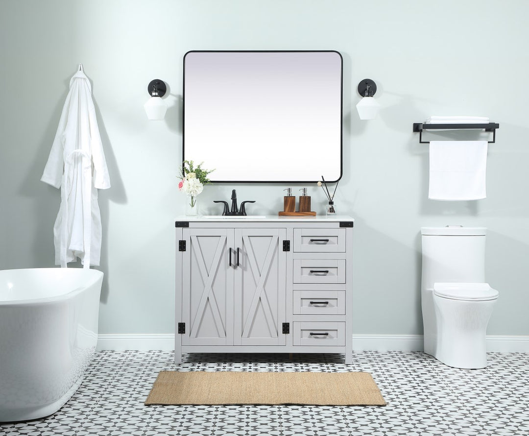 42 Inch Single Bathroom Vanity In Grey - View 2 - Joshua Marshal