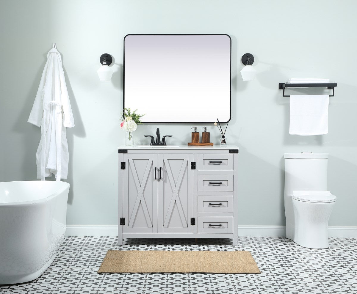 42 Inch Single Bathroom Vanity In Grey - View 2 - Joshua Marshal