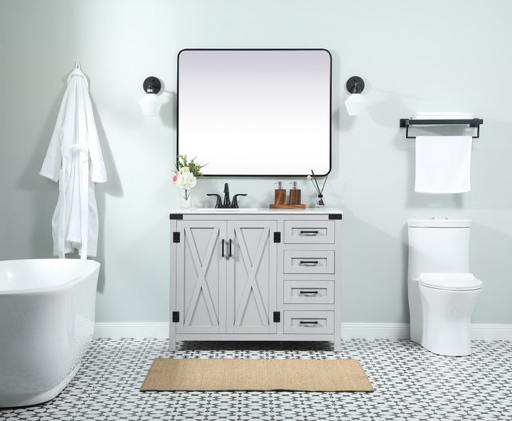 42 Inch Single Bathroom Vanity In Grey - View 2 - Joshua Marshal