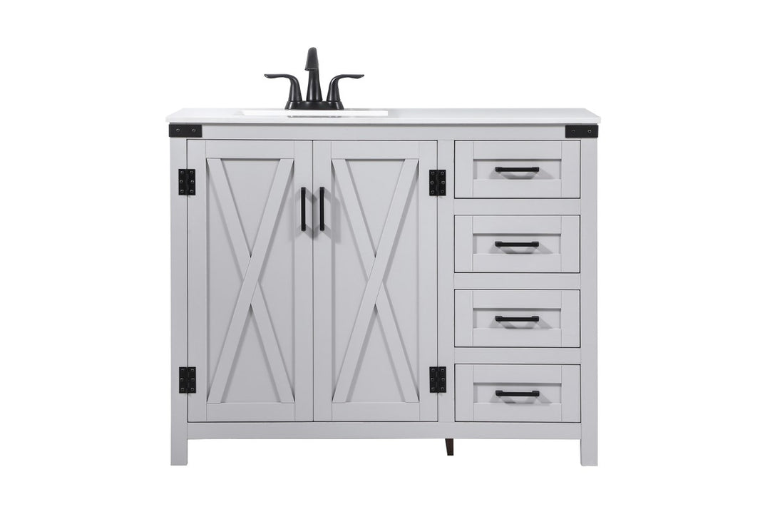 42 Inch Single Bathroom Vanity In Grey - View 3 - Joshua Marshal