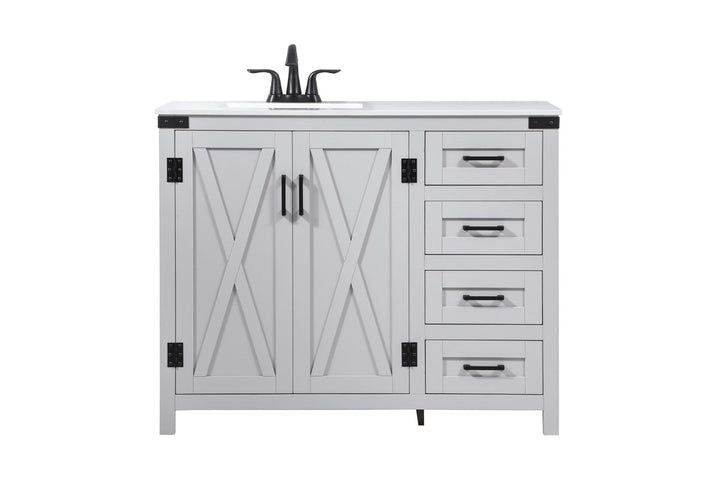 42 Inch Single Bathroom Vanity In Grey - View 3 - Joshua Marshal