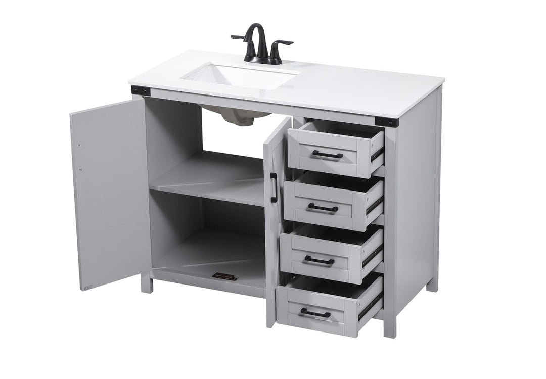 42 Inch Single Bathroom Vanity In Grey - View 4 - Joshua Marshal