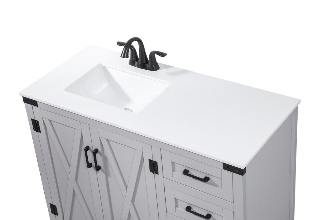 42 Inch Single Bathroom Vanity In Grey - View 5 - Joshua Marshal